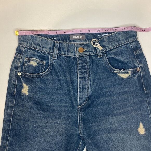 DL1961 Emilie Straight High Rise Vintage Rigid Dark Distressed Size 26 - Picture 5 of 10